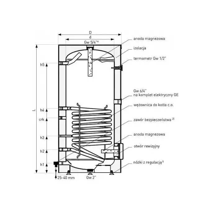 Wymiennik z wężownicą spiralną SGW(S) Big Tower 1000 l, stojący, poliuretan, skay, v.2 GALMET 36-104000N