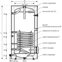 Wymiennik z wężownicą spiralną SGW(S) Big Tower 1000 l, stojący, poliuretan, skay, v.2 GALMET 36-104000N