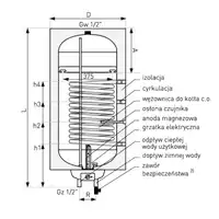 Wymiennik z wężownicą spiralną SGW(S) Neptun2 Kombi 120 l. z grzałką elektryczną, wiszący, prawy GALMET 06-124670