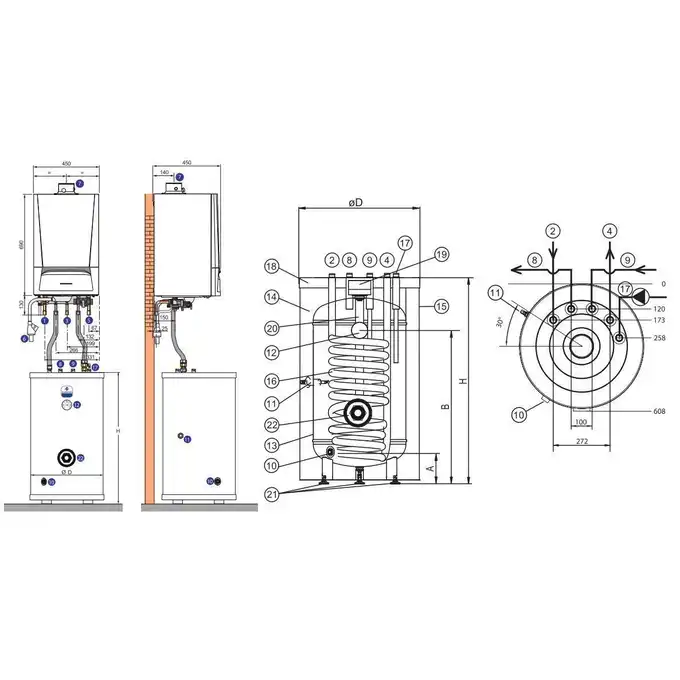 Pakiet: Gazowy kocioł kondensacyjny Evodens AMC 15/SRK100 + Regulator SMART TC DE DIETRICH 7689095100KTC