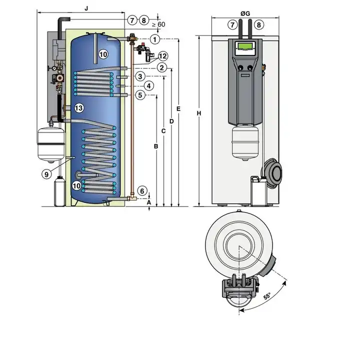 Inisol Uno SLIM 2K-5/BSL300 Zestaw solarny ze wsparciem hydraulicznym na dach płaski/taras DE DIETRICH 72C302P