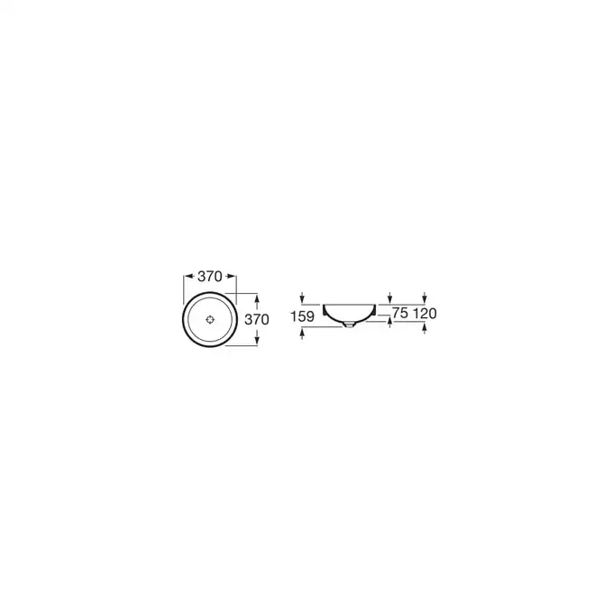 INSPIRA ROUND Umywalka 370x370 H75 mm FINECERAMIC ROCA A32752R000