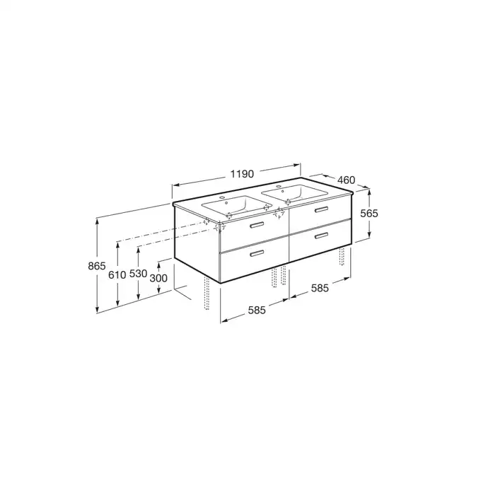 VICTORIA BASIC Zestaw Unik szuflady 120 cm biały ROCA A855850806