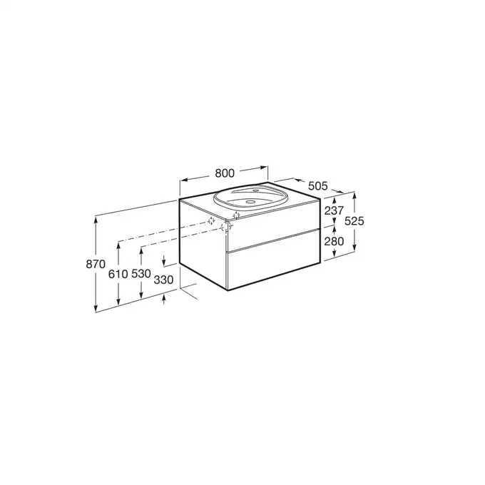 BEYOND UNIK 800 (525x500) mm dąb ROCA A851357402