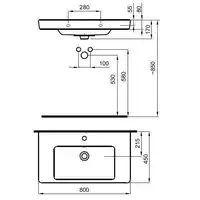 CASERTA Umywalka ścienna/meblowa 80x45 cm ROCA A3270J0000