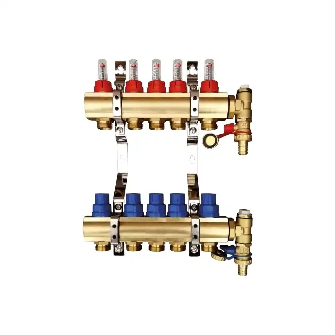 Rozdzielacz do ogrzewania podłogowego Tweetop Optimum 06036108 1&quot; rotametry zawory regulujące 5 obwodów