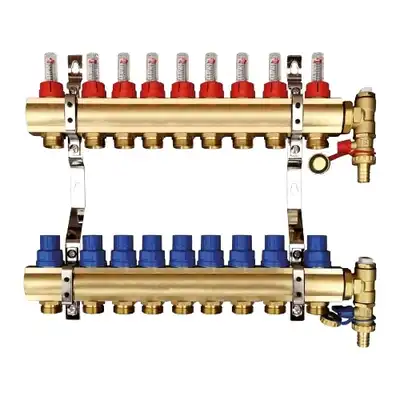 Rozdzielacz do ogrzewania podłogowego Tweetop Optimum 06036116 1&quot; rotametry zawory regulujące 9 obwodów