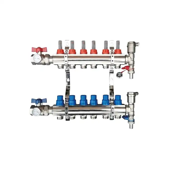 Rozdzielacz do ogrzewania podłogowego Tweetop Premium 06036109 1&quot; rotametry zawory regulujące i odcinające 6 obwodów