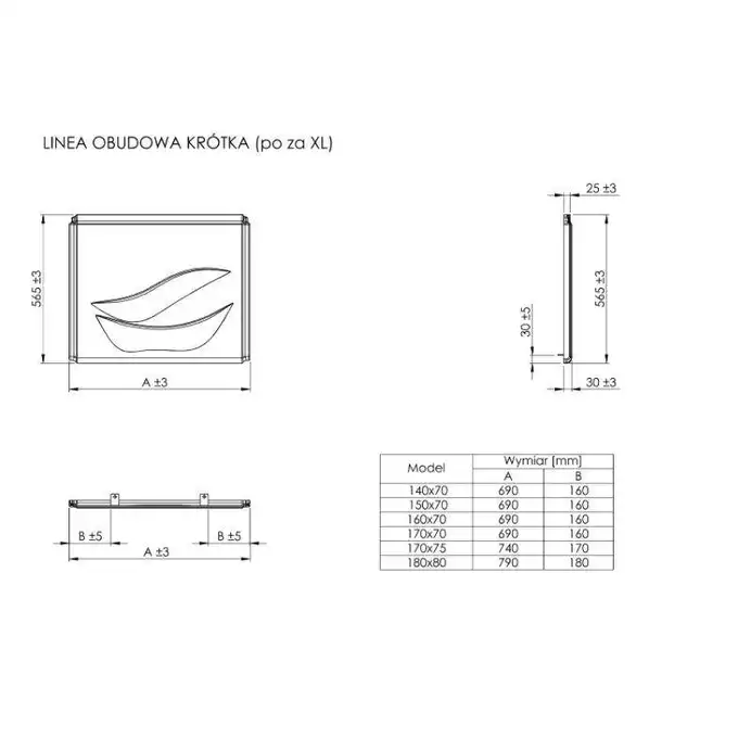 Obudowa akrylowa krótka ROCA A25T022000