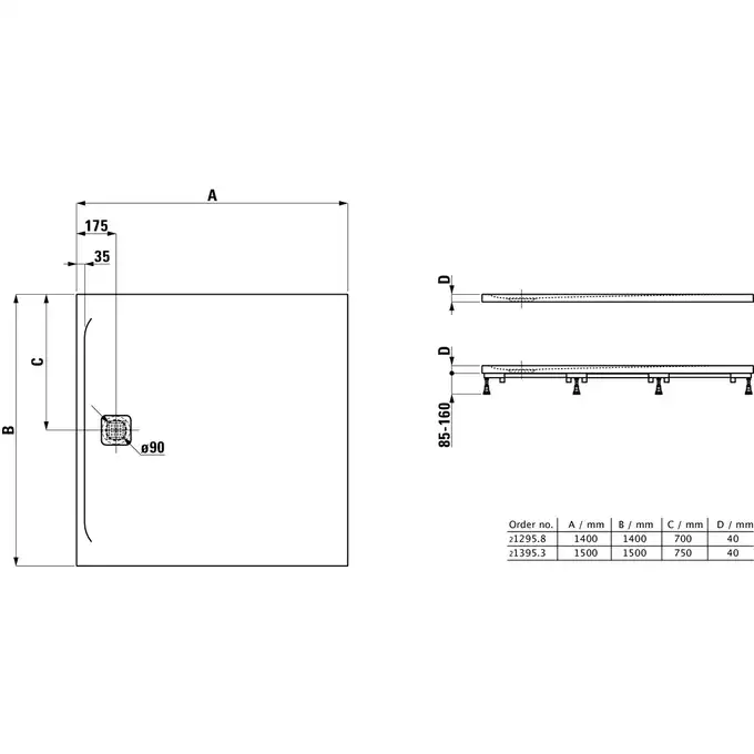 Brodzik Laufen PRO 1500 x 1500 mm, jasny szary LAUFEN H2139530770001