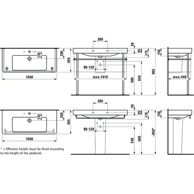 LCC Umywalka ścienna 1050 x 460 mm LAUFEN H8139664001041