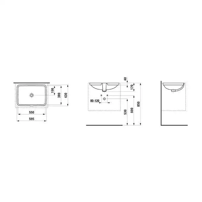 Umywalka podblatowa 595 x 430 mm LAUFEN H8119680001091
