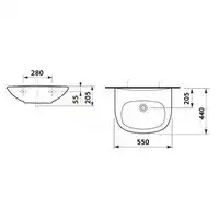 MADALENA Umywalka 55 cm bez otworu na baterię ROCA A327592000