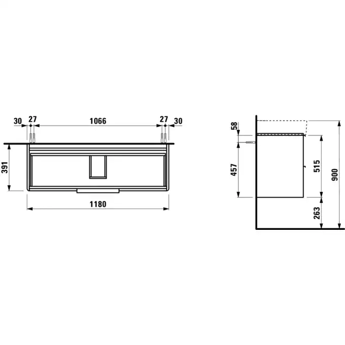 Szafka podumywalkowa BASE pod umywalkę PRO S 1159 x 515 x 438 mm, jasny wiąz LAUFEN H4024921102621