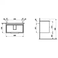 Szafka podumywalkowa BASE pod umywalkę PRO S 809 x 515 x 438 mm, biały połysk LAUFEN H4023921102611