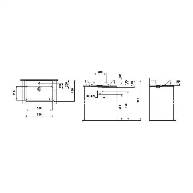 Umywalka ścienna 650 x 480 mm LAUFEN H8179530001041