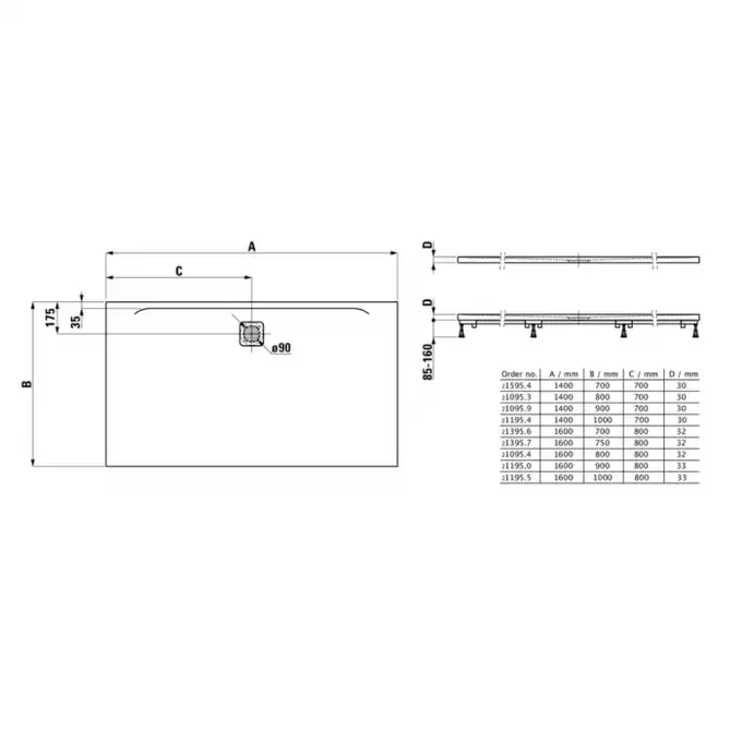 Brodzik Laufen Pro, Marbond, prostokątny 1400 x 900 mm grafitowy LAUFEN H2109590780001