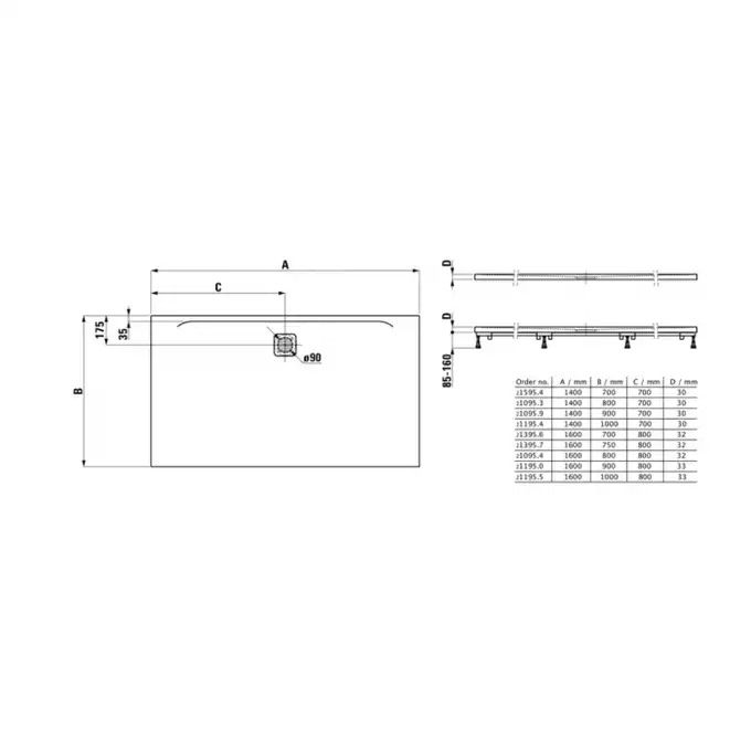 Brodzik Laufen Pro, Marbond, prostokątny 1600 x 800 mm jasny szary LAUFEN H2109540770001