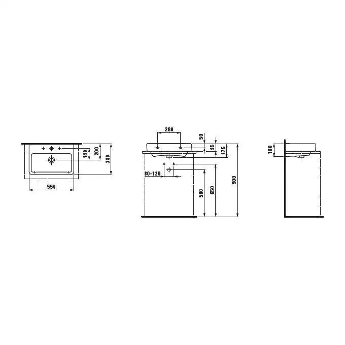 Umywalka ścienna 550 x 380 mm LAUFEN H8179580001041