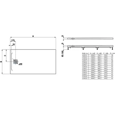 Brodzik Laufen PRO 1600 x 700 mm, biały LAUFEN H2139540000001