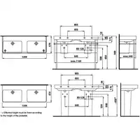 Umywalka podwójna ścienna 1200 x 460 mm LAUFEN H8149660001091
