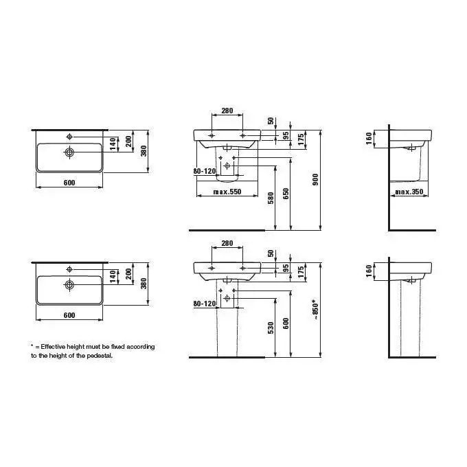 Umywalka ścienna 600 x 380 mm LAUFEN H8189590001041