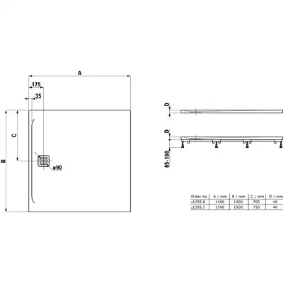 Brodzik Laufen PRO 1500 x 1500 mm, biały LAUFEN H2139530000001