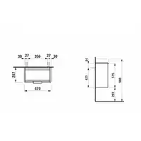 Szafka podumywalkowa BASE 470 x 531 x 267 do umywalki PRO S H815954. Wersja z drzwiami - zawias z prawej strony LAUFEN H4021021102611