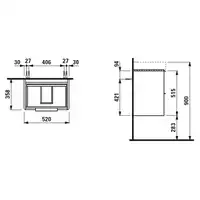 Szafka podumywalkowa BASE pod umywalkę compacto PRO S 520 x 515 x 358 mm, jasny wiąz LAUFEN H4021521102621