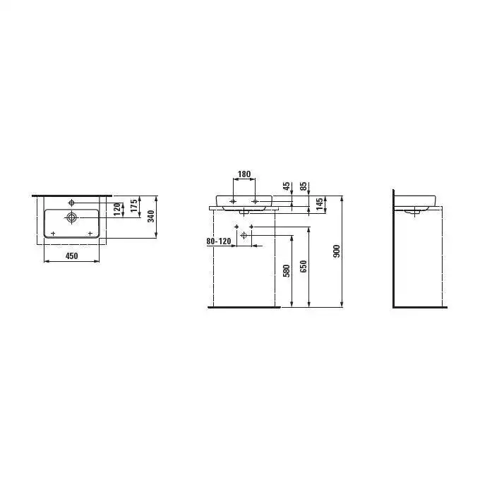 Umywalka ścienna 450 x 340 mm LAUFEN H8169610001041