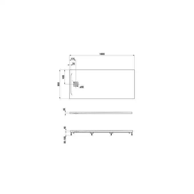 Brodzik Laufen Pro, Marbond, prostokątny 1800 x 800 mm biały LAUFEN H2119590000001