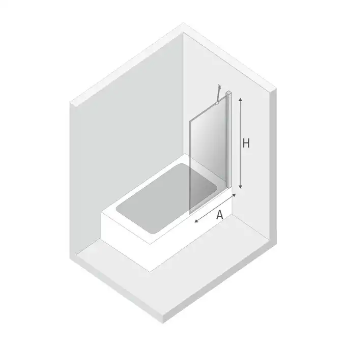 Parawan wannowy NEW MODUS BLACK 80x150 Active Shield czyste 8 mm - ramka - wsp. prostopadły NEW TRENDY EXK-0293-WP