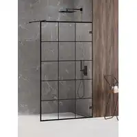 Kabina prysznicowa AVEXA BLACK 90x200 walk-in czyste 6mm Active Shield - wzór kratka NEW TRENDY EXK-2022