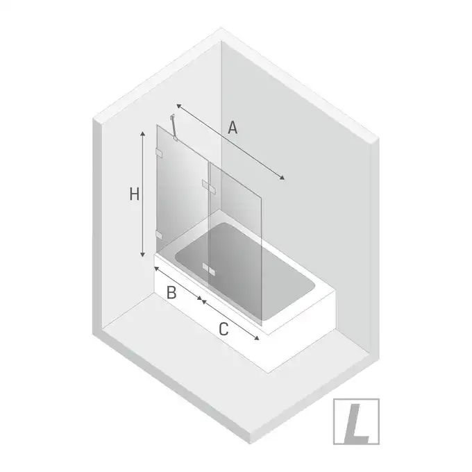 Parawan wannowy AVEXA L 110x150 uchylny czyste 6mm Active Shield NEW TRENDY EXK-1956