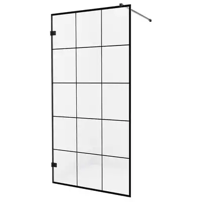 Kabina prysznicowa AVEXA BLACK 80x200 walk-in czyste 6mm Active Shield - wzór kratka NEW TRENDY EXK-2021