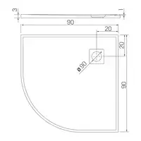 Brodzik MORI konglomeratowy półokrągły R55 90x90x3 posadzkowy, szary NEW TRENDY B-0473