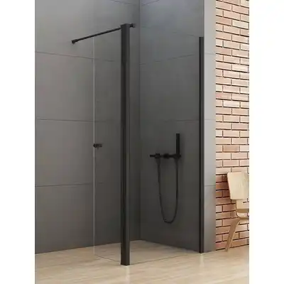 Kabina prysznicowa NEW SOLEO BLACK walk-in 90x195 szkło czyste 6mm Active Shield NEW TRENDY K-0782