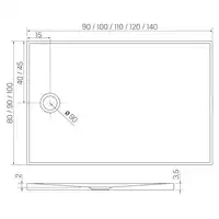 Brodzik NEX konglomeratowy prostokątny 140x80x3,5 biały NEW TRENDY B-0464