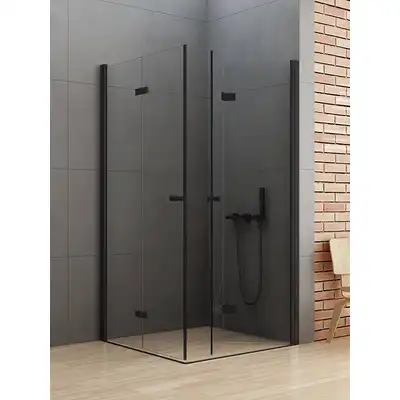 Kabina prysznicowa NEW SOLEO BLACK 2D prostokątna 80x90x195 składane podwójne czyste 6mm AS NEW TRENDY D-0234A/D-0239A