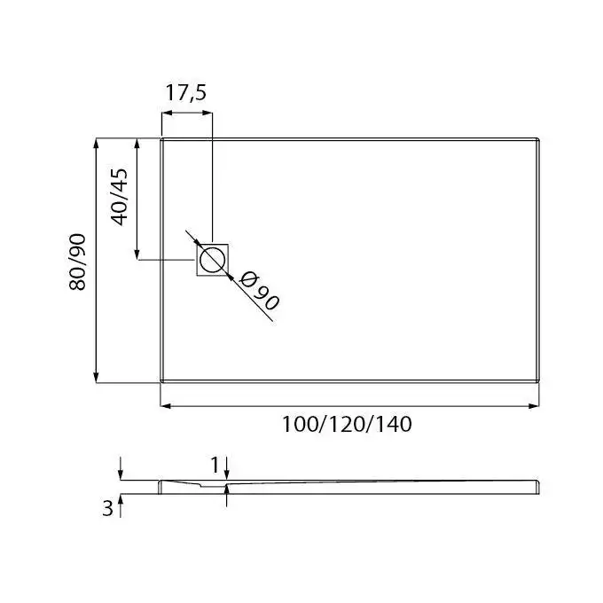 Brodzik MORI konglomeratowy prostokątny 100x80x3 posadzkowy, biały NEW TRENDY B-0432