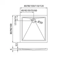 Brodzik prysznicowy CANTARE prostokątny 100x90x5,5 gł. 3cm - 90 (obudowa zintegrowana, podstawa posadzka) NEW TRENDY B-0141