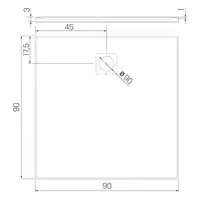 Brodzik MORI konglomeratowy kwadratowy 90x90x3 posadzkowy, czarny NEW TRENDY B-0402