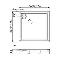 Brodzik prysznicowy COLUMBUS prostokątny 100x80x14 gł. 3cm - 90 (obudowa zintegrowana, podstawa stelaż) NEW TRENDY B-0240