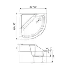 Brodzik prysznicowy ANGUS z siedziskiem 90x90x29 półokrągły R55, podstawa stelaż, gł 19cm NEW TRENDY B-0362
