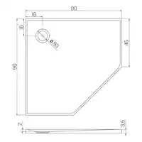 Brodzik NEX konglomeratowy pięciokątny 90x90x3,5 biały NEW TRENDY B-0452