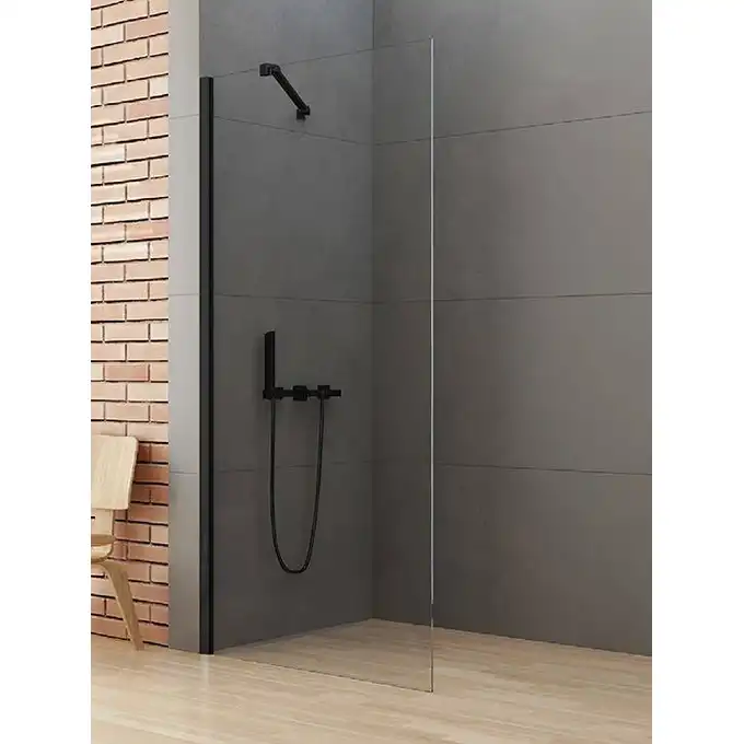 Kabina prysznicowa NEW SOLEO BLACK walk-in 60x195 szkło czyste 6mm Active Shield NEW TRENDY K-0766