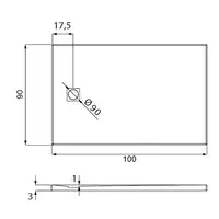 Brodzik MORI konglomeratowy prostokątny 100x90x3 posadzkowy, biały NEW TRENDY B-0434