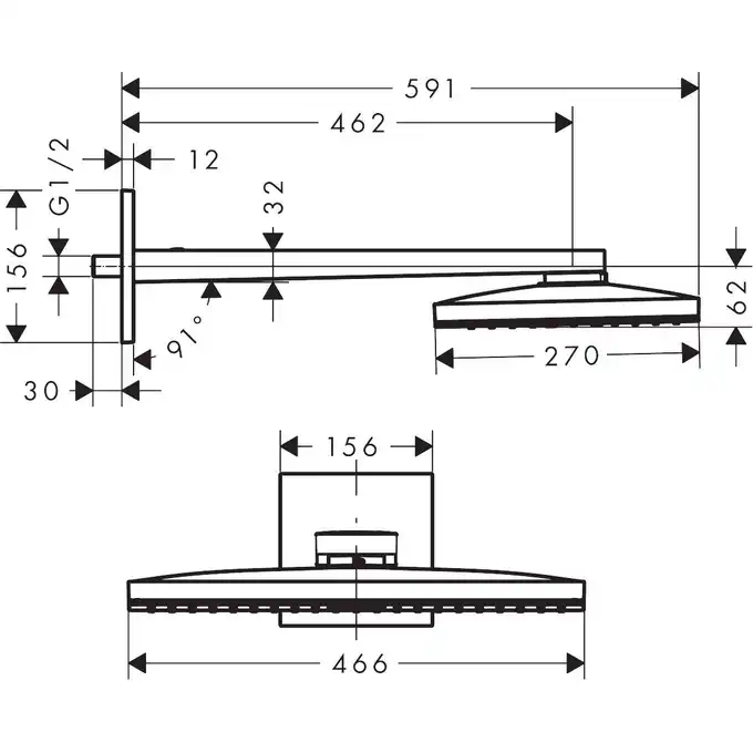 AXOR ShowerSolutions Głowica prysznicowa 460/300 1jet HANSGROHE 35278000