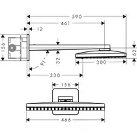 AXOR ShowerSolutions Głowica prysznicowa 460/300 3 jet z ramieniem prysznicowym HANSGROHE 35276000