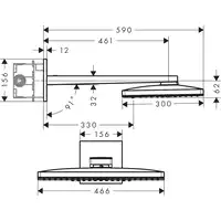 AXOR ShowerSolutions Głowica prysznicowa 460/300 3 jet z ramieniem prysznicowym HANSGROHE 35282000